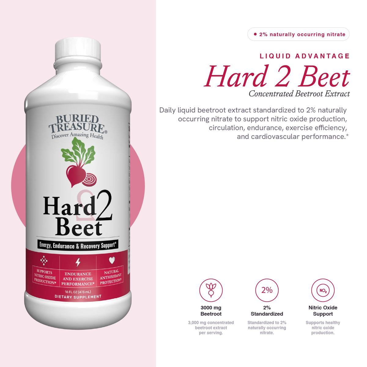 Buried Treasure Hard 2 Beet 16 oz (48 servings) — etiqueta con los ingredientes