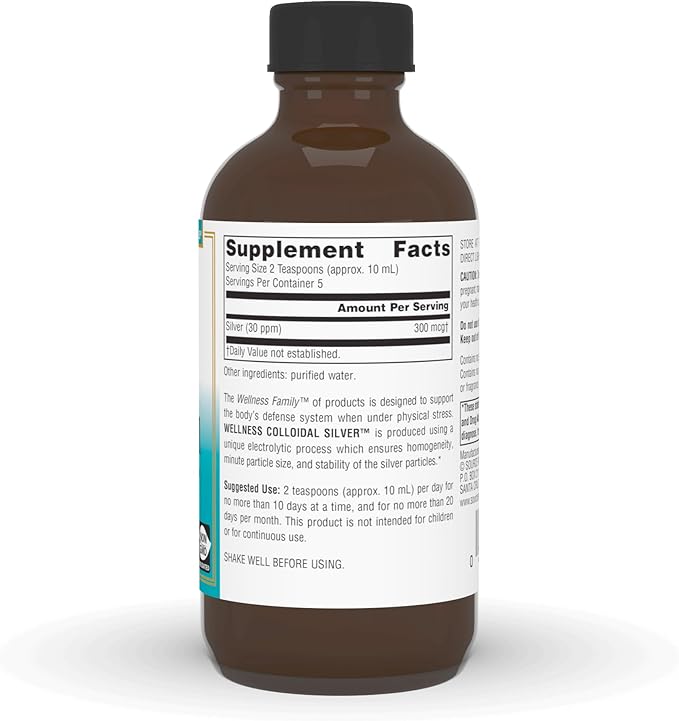 Wellness Colloidal Silver™ 30 ppm 2 fl oz de Source Naturals — etiqueta del producto