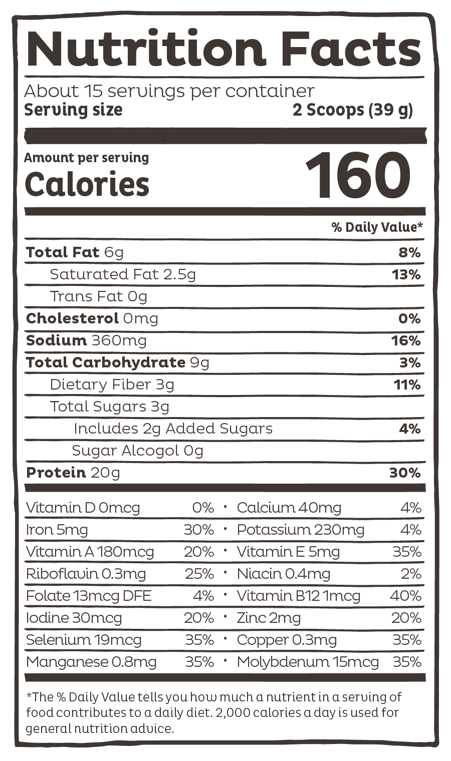 Proteína Vegetal Orgánica KOS Chocolate con Mantequilla de Maní 20 g por Porción, 15 Porciones (20.6 oz)