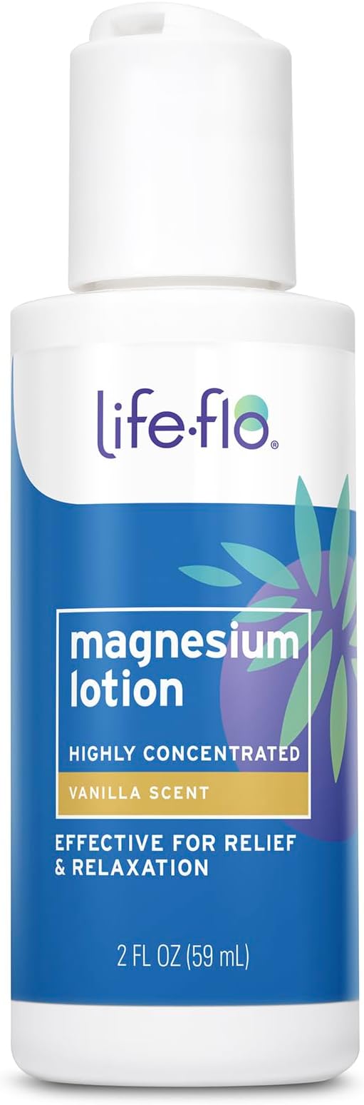 LIFE-FLO Loción de magnesio, aroma a vainilla 2OZ