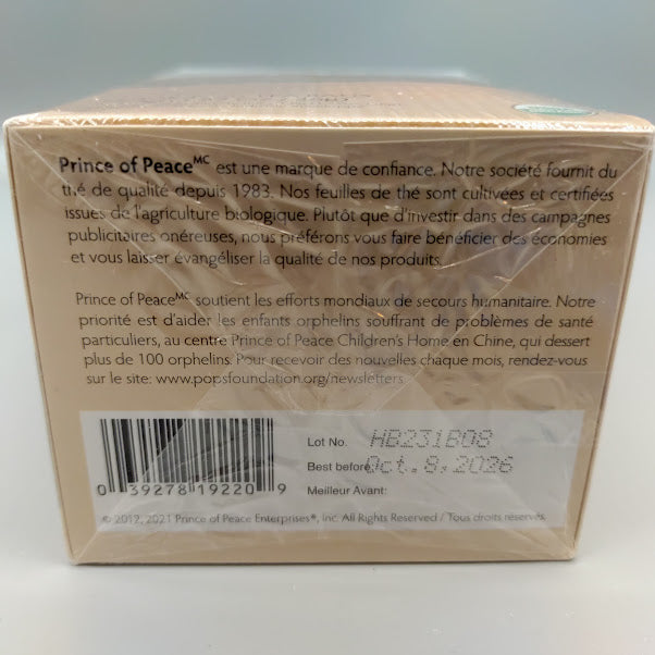 Té Negro Orgánico Prince of Peace 20 Bolsitas para Energía — vista posterior