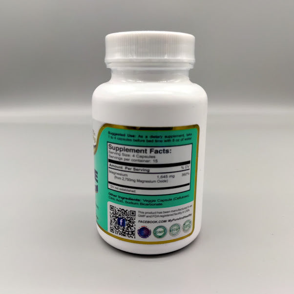 Oxypure 60 cápsulas, Supplement Facts: magnesio 1.645 mg por porción