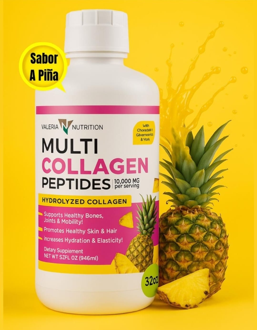 Multi Collagen Peptides Hydrolized Pineapple 32 OZ