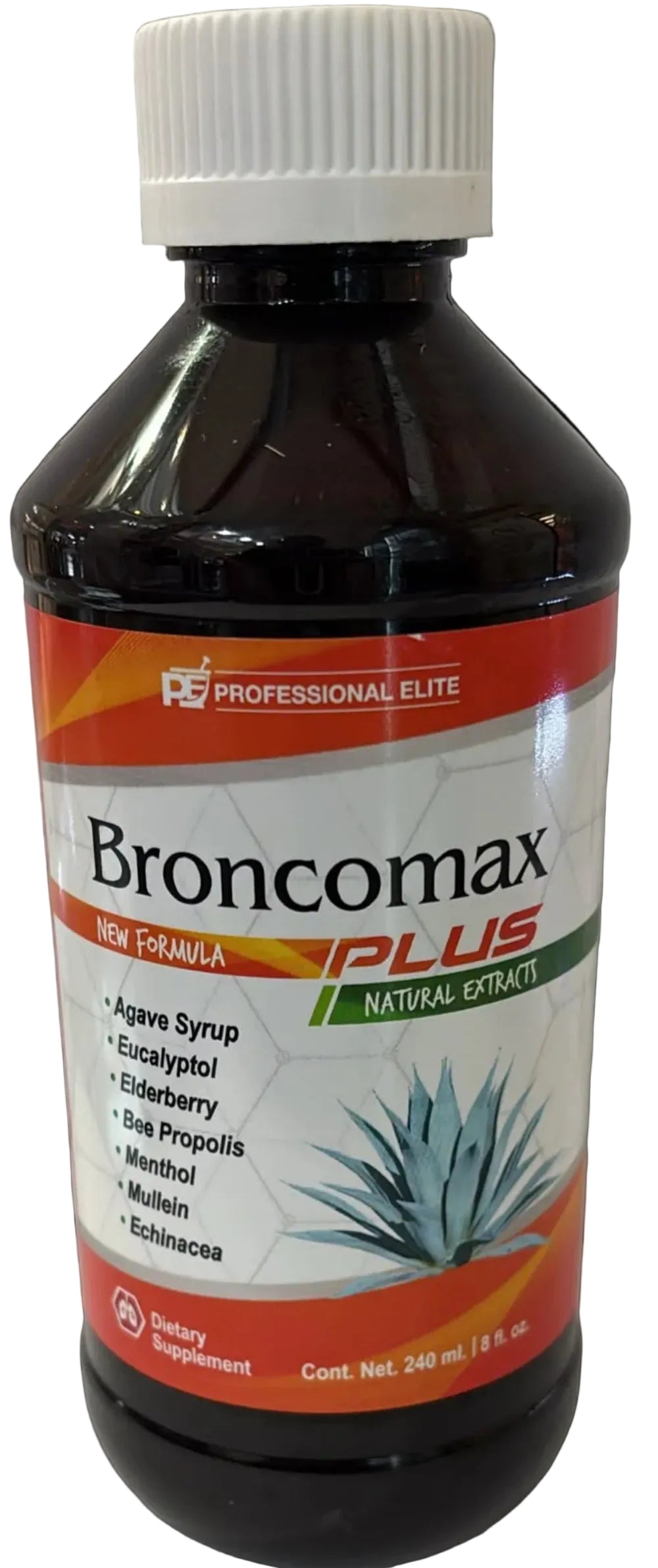 Broncomax Plus by Professional Elite, front of the 240 ml (8 fl oz) bottle, photo from our store
