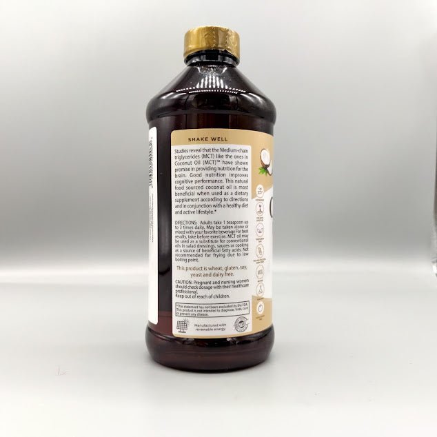 Aceite de coco Coconut Oil MCT - 16 fl oz de Buried Treasure — vista posterior del envase