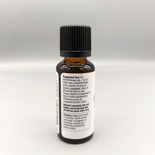 NOW rosemary bottle: Suggested Use for aromatherapy, carrier oil dilution and Caution
