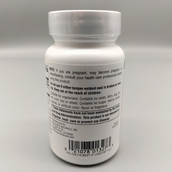 Ácido Fólico - 800MCG - 200 Tablets de Source Naturals — vista posterior del envase