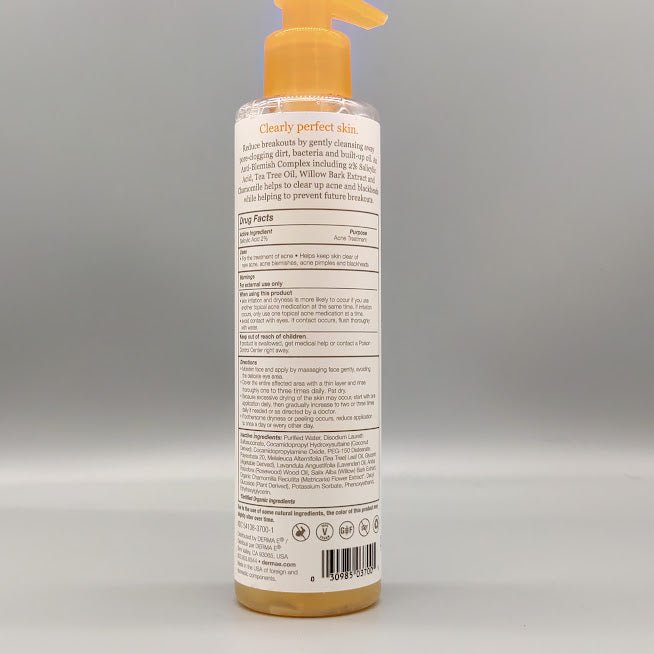 Acne Cleanser with 2 % Salicylic Acid & Blemis Complex 6oz de Derma-E — etiqueta del producto