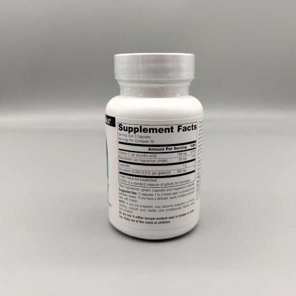 Activated Quercetin Source Naturals con Bromelina, 50 Cápsulas — etiqueta con los ingredientes