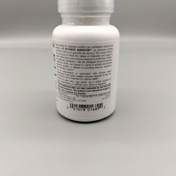 Activated Quercetin Source Naturals con Bromelina, 50 Cápsulas — vista posterior del envase
