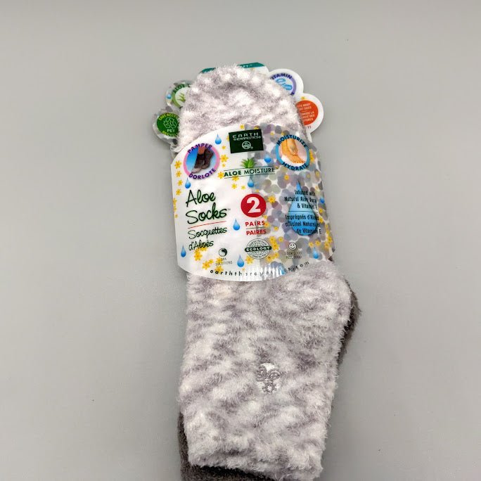 Aloe Infused Moisturizing Socks - Gray Plaid 2Pair de Earth Therapeutics