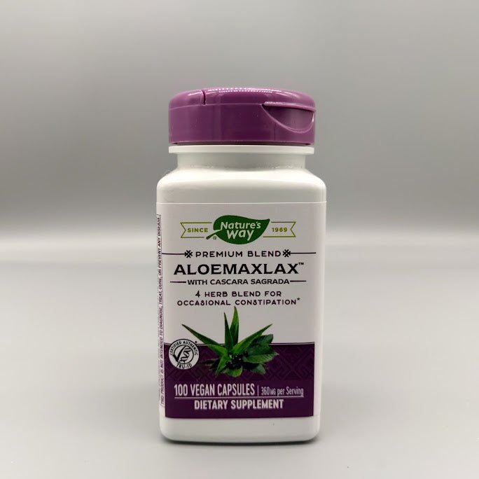 Frasco de AloeMaxLax Nature's Way with Cascara Sagrada, 4 Herb Blend for Occasional Constipation*, 100 vegan capsules
