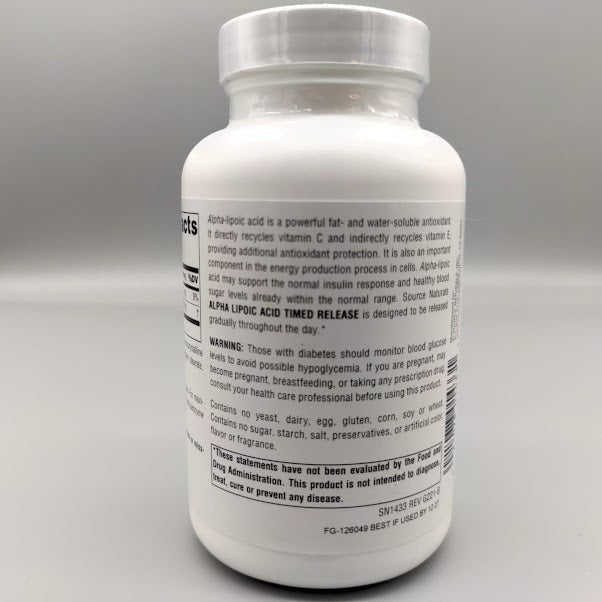 Alpha Lipoic Acid 300mg 120 Tablets de Source Naturals — vista posterior