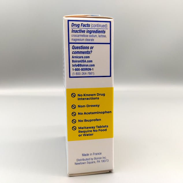 Arnicare Arthritis de Boiron, 60 tabletas de disolución rápida — vista posterior