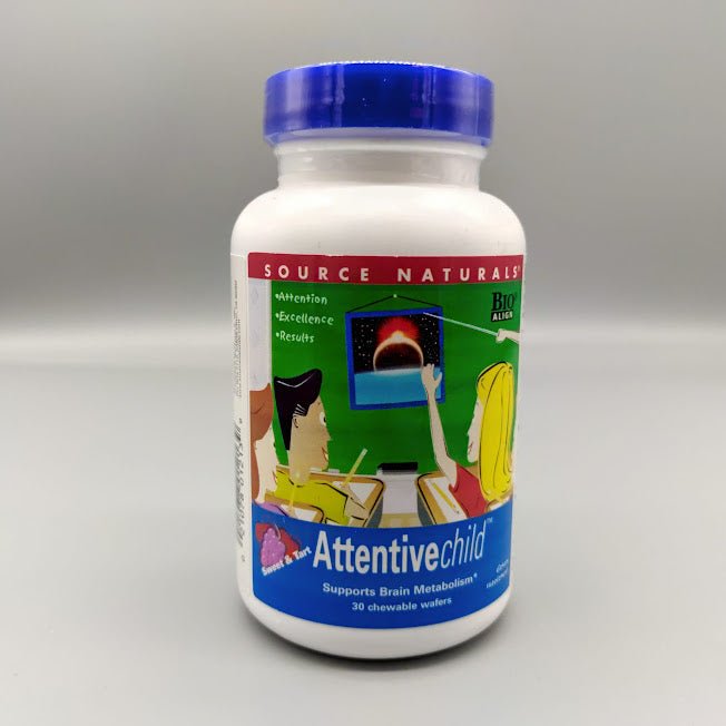 Attentive Child - 30 Chewable Wafers - Source Naturals (foto de archivo)