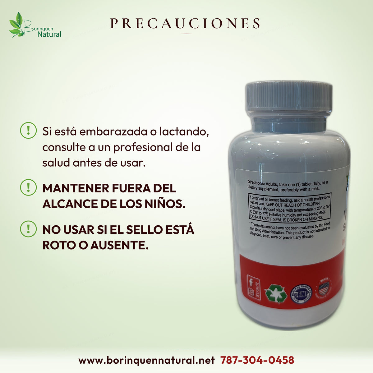 Consultar durante embarazo o lactancia; mantener lejos de niños; no usar con sello roto o ausente. Xtravit B12.