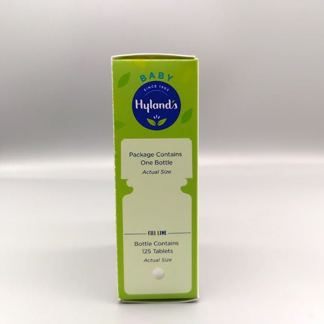 Baby Nighttime Tiny Cold Tablets 125 TABLETS de Hyland's — vista posterior (foto de archivo)