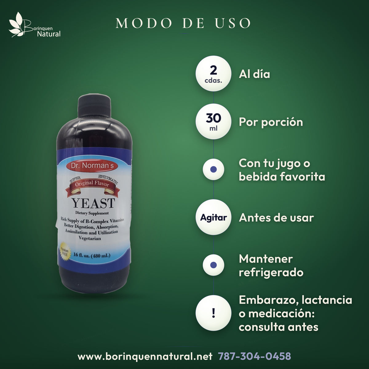 Modo de uso del B-Complex líquido: dos cucharadas al día con jugo o bebida, agitar y mantener refrigerado