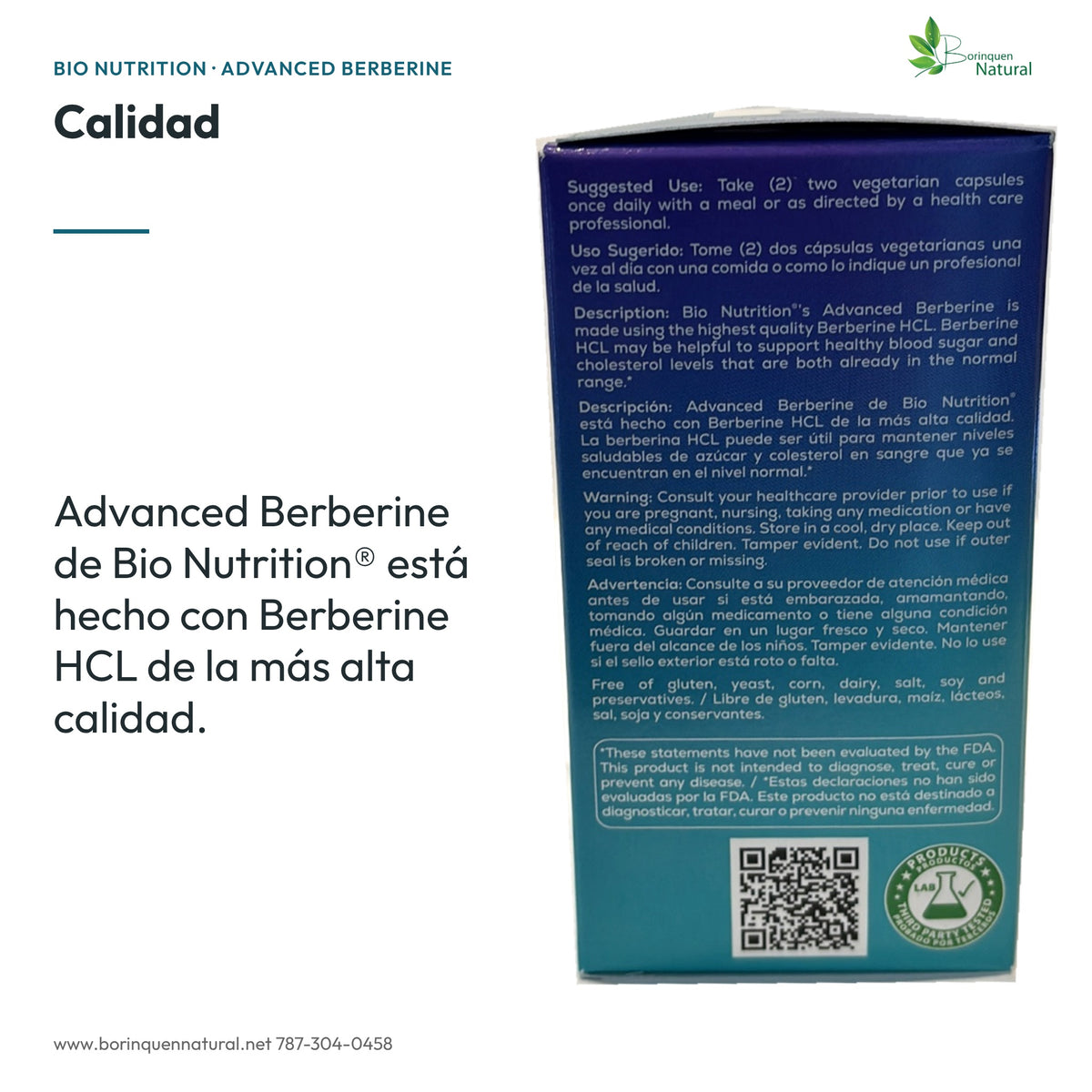 Berberina: Advanced Berberine de Bio Nutrition: Berberine HCL de la más alta calidad.