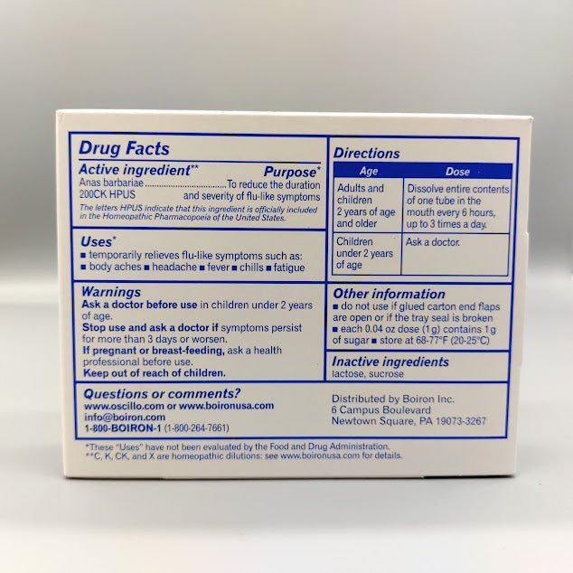Alivio rápido para síntomas de gripe en Puerto Rico — etiqueta con los ingredientes