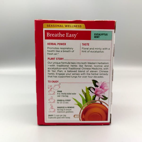 Breathe Easy Tea de Traditional Medicinals — vista posterior