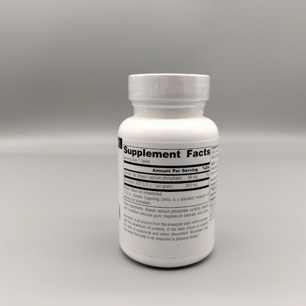 Bromelain - Pineapple Enzyme 600GDU 500mg 60 Tablets de Source Naturals — etiqueta del producto