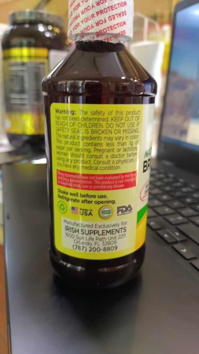 Bronqui Stop Jarabe 8 oz para Tos, Bronquios y Flema — etiqueta con los ingredientes