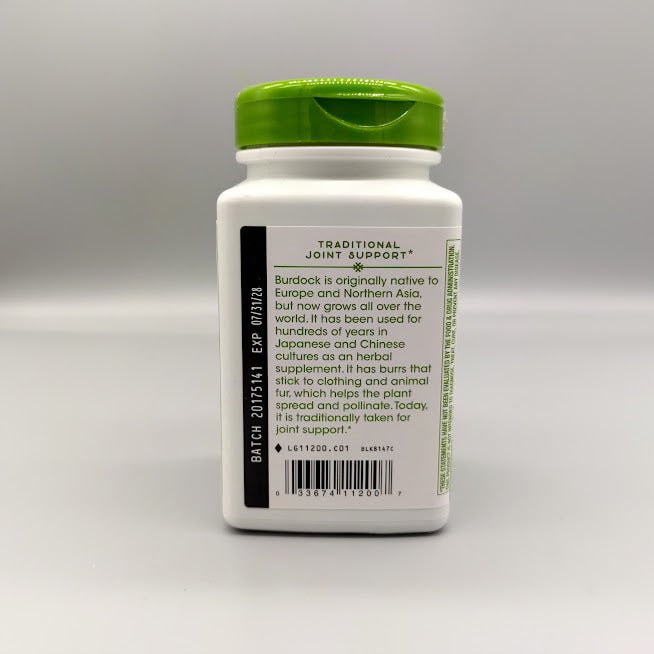 Raíz de Bardana Orgánica 860 mg Nature's Way, 100 Cápsulas — vista lateral del envase