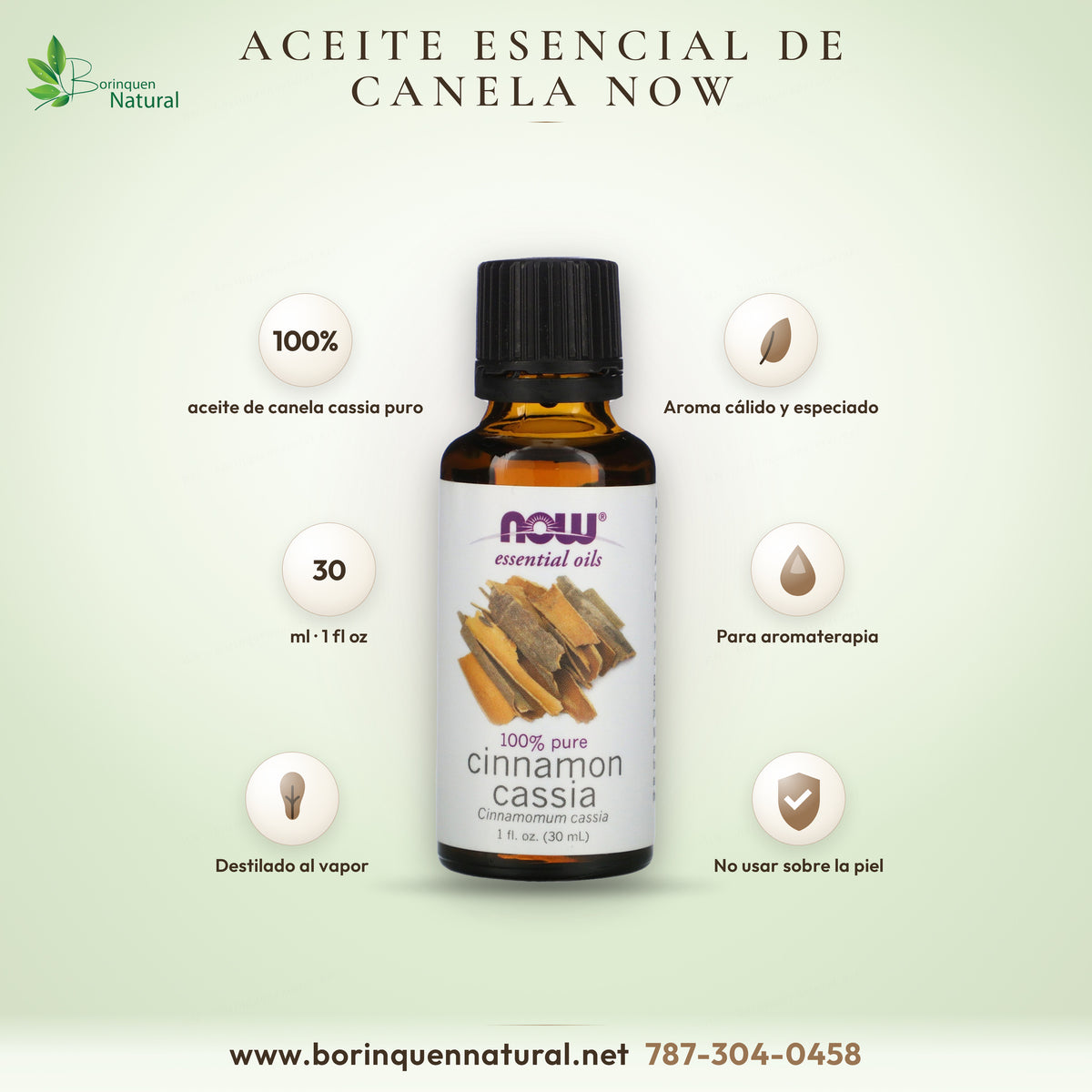 NOW Essential Oils 100% pure cinnamon cassia essential oil, Cinnamomum cassia, 1 fl oz (30 mL) bottle