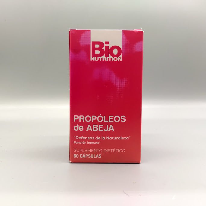 Cápsulas de Propóleo Bee Propolis 60 Caps de Bio Nutrition — etiqueta con los ingredientes (foto de archivo)