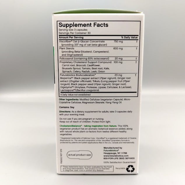 Cholesterol Balance, Cholestatin Fiber Complex Vegetarian 90 Capsules de Future Biotics — etiqueta del producto