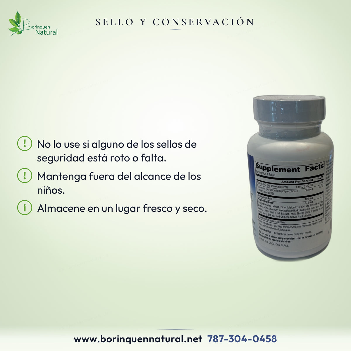 Sello y conservación: no usar con sellos rotos o ausentes; mantener lejos de niños y en un lugar fresco y seco.