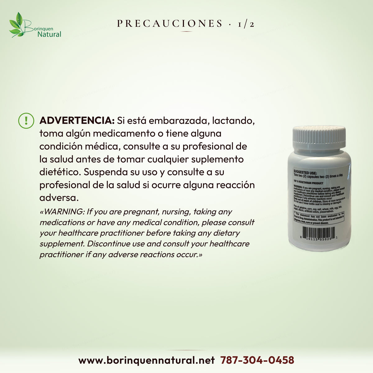 Precauciones de Circuplex (1 de 2): consultar al profesional de la salud si está embarazada, lactando o toma medicamentos
