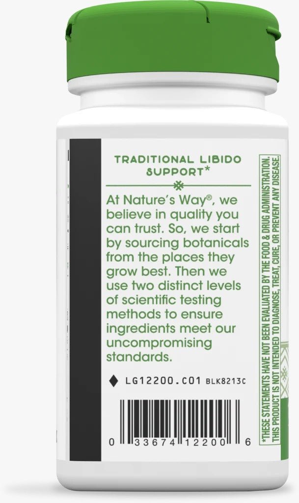 Damiana Nature's Way 100 Cápsulas para Ánimo y Energía de Natures Way — etiqueta con los ingredientes