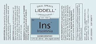 Liddell Homeopathic Insomnia Spray 1 ounce — etiqueta del producto