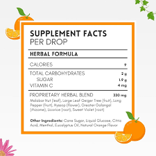 Cough Drops Sabor Naranja – 18 pastillas de Herbion Naturals — etiqueta del producto