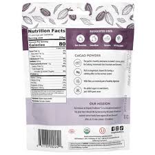 Cacao Powder 8 oz de Organic Traditions — etiqueta del producto