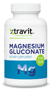 Frente del frasco Magnesium Gluconate de Xtravit: Dietary Supplement, 30 tabs, 500 mg