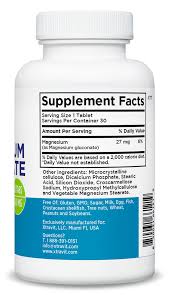 Panel Supplement Facts del Magnesium Gluconate de Xtravit: 1 tableta, 27 mg de magnesio, 6%