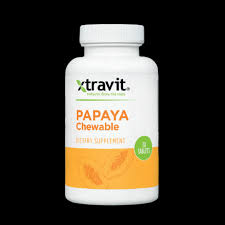 Frasco de tabletas masticables de papaya Xtravit con papaína y bromelina, 30 unidades