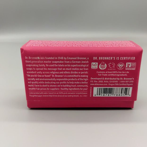 Dr. Bronners Magic Organic Rose Bar Soap - 5 oz — vista lateral