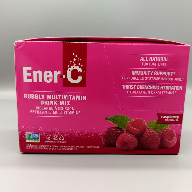 Ener-C Vitamina C 1.000 mg Frambuesa, 30 Sobres Efervescentes — etiqueta con los ingredientes