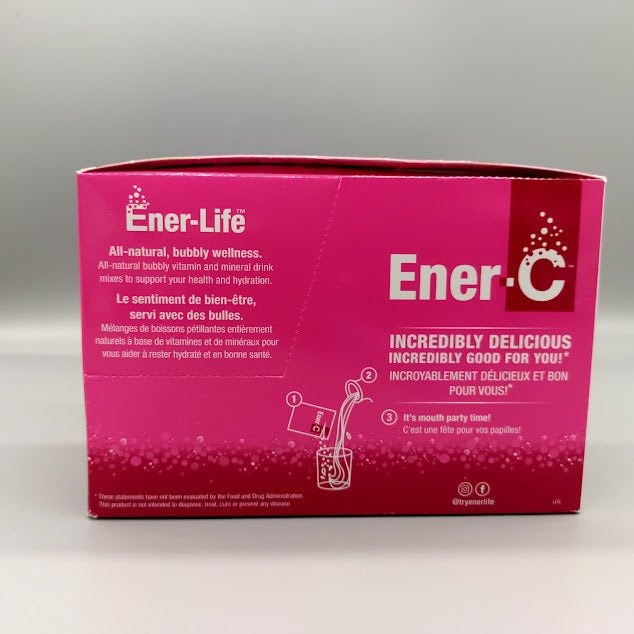 Ener-C Vitamina C 1.000 mg Frambuesa, 30 Sobres Efervescentes — vista posterior del envase