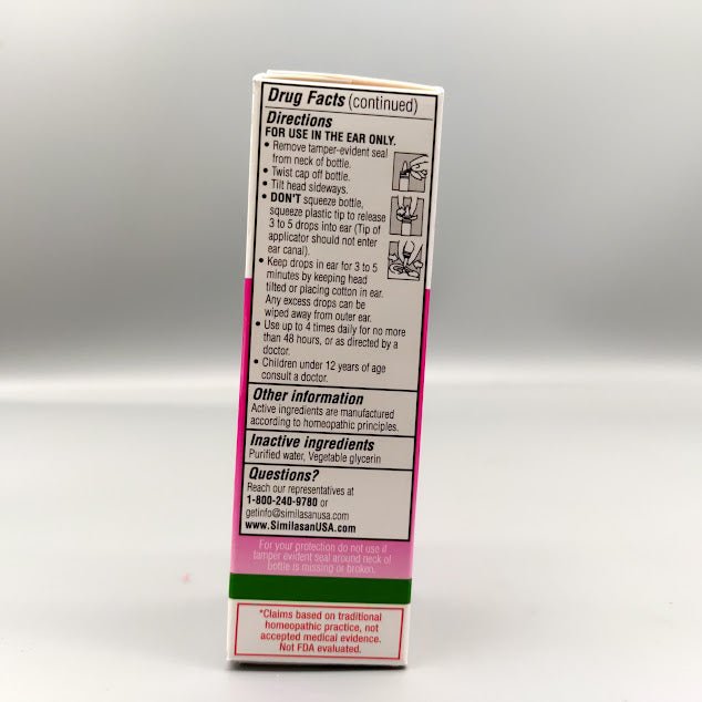 Ear Ringing Remedy Ear Drops 10 ML de Similasam — vista posterior