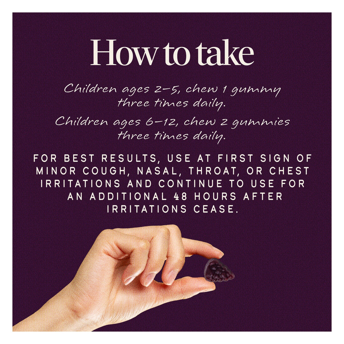Sambucus Kids Cough Relief + Immune de Nature's Way: etiqueta del envase, modo de uso por edad