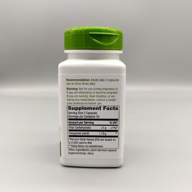 Fenogreco Nature's Way 1,130 mg para Lactancia y Digestión, 100 Caps de Natures Way — etiqueta con los ingredientes