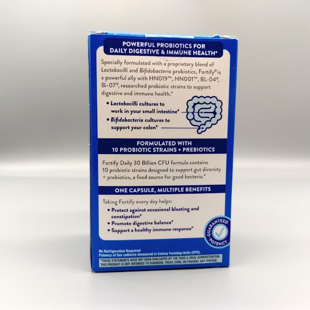 Fortify - Daily Probiotic + Prebiotic - 30 Billion - 11 Strains - 30 Delayed Release Veget — vista posterior