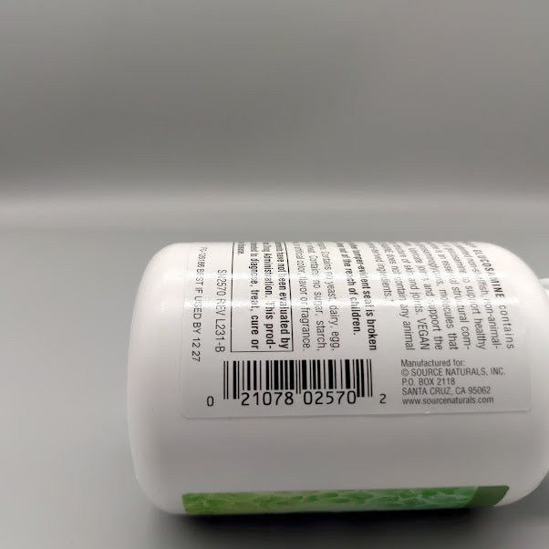 Glucosamina Vegana 750 mg Vegan True Source Naturals 60 Tabletas — vista lateral del envase