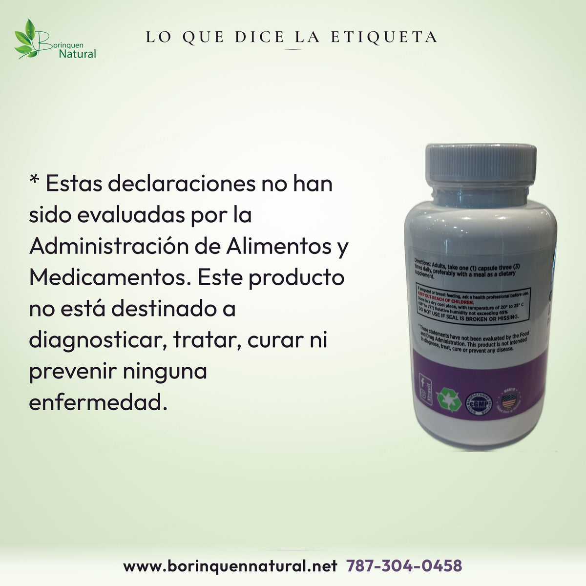 Declaración de la FDA: producto no destinado a diagnosticar, tratar, curar ni prevenir enfermedades.