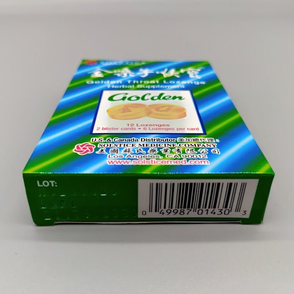Golden Throat Lozenge, caja de 12 pastillas de madreselva para la garganta — detalle del producto